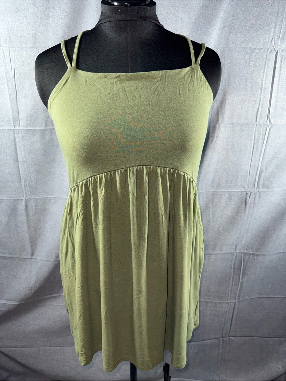 2688-Old Navy Olive Green Double-Strap Camisole Dress